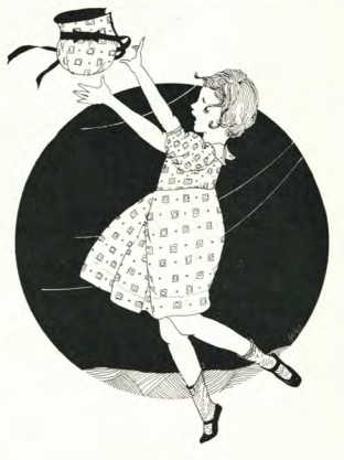 illustration of girl chasing bonnet